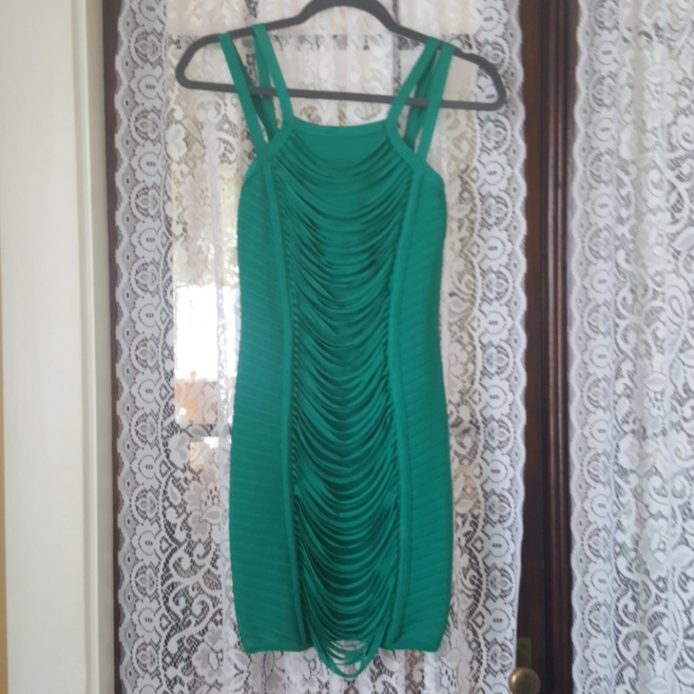 Green bebe bodycon dress NWOT